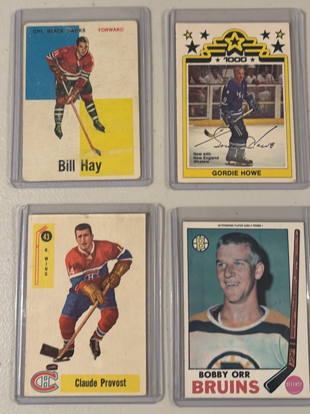 Vintage Hockey Trading Card 3 original and one Bobby Orr 1991 reprint